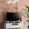 130 CM MDF MEBRAN KAPAK RAFLI TV SEHPASI BEYAZ