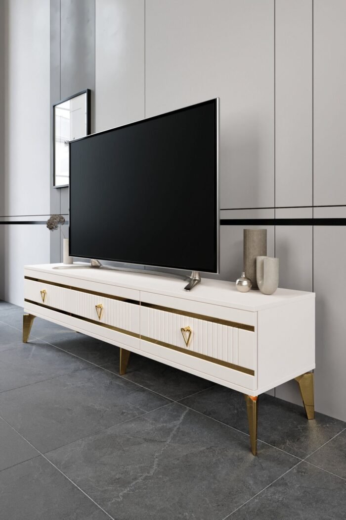 180 CM KORDON MDF MEBRAN KAPAK EKRU GOLD - Görsel 2