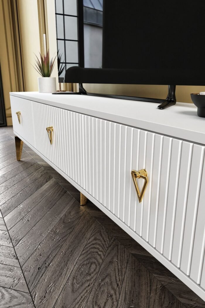 180 CM ZEUGMA MDF MEBRAN KAPAK BEYAZ GOLD - Görsel 3