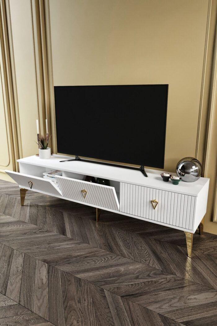180 CM ZEUGMA MDF MEBRAN KAPAK BEYAZ GOLD - Görsel 4