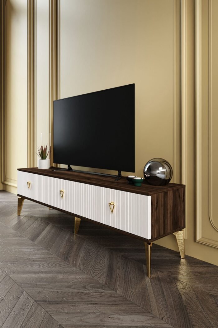 150 CM ZEUGMA MDF MEBRAN KAPAK EKRU CEVİZ GOLD - Görsel 2