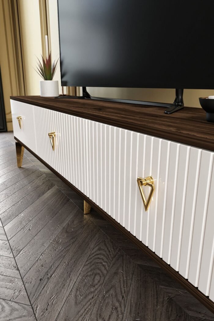 150 CM ZEUGMA MDF MEBRAN KAPAK EKRU CEVİZ GOLD - Görsel 3