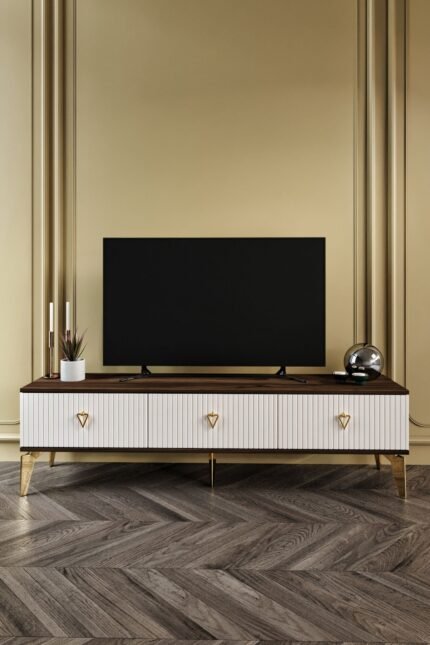 150 CM ZEUGMA MDF MEBRAN KAPAK EKRU CEVİZ GOLD