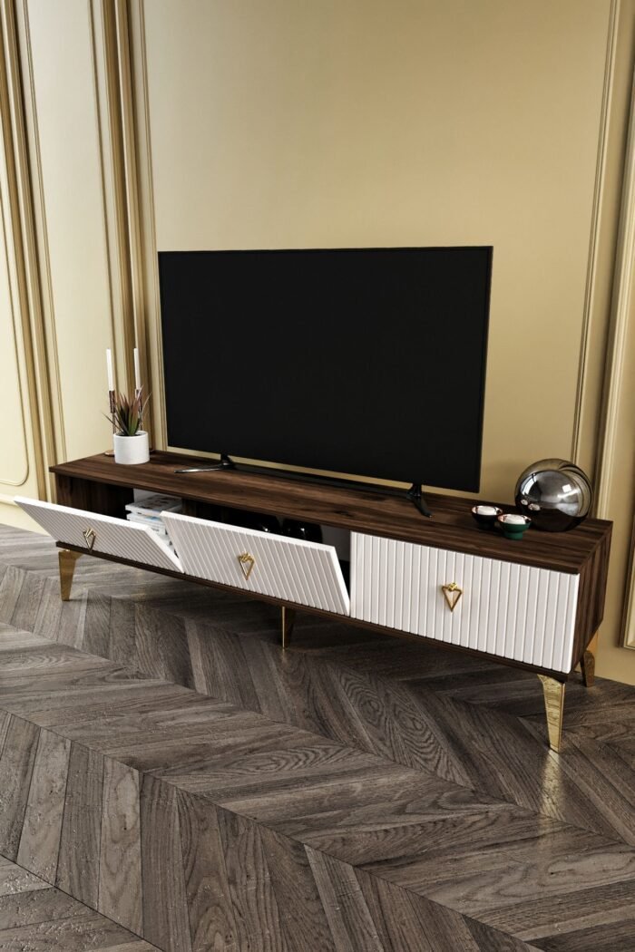 150 CM ZEUGMA MDF MEBRAN KAPAK EKRU CEVİZ GOLD - Görsel 4