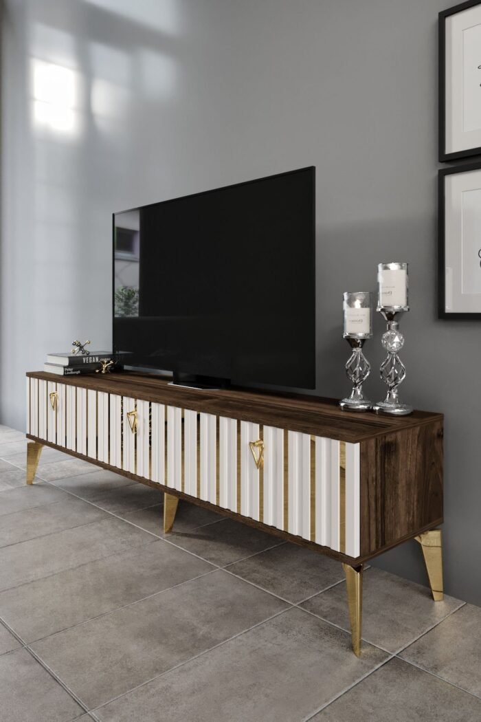 180 CM DUBAİ MDF MEBRAN KAPAK EKRU CEVİZ - Görsel 2