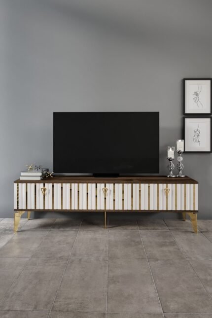 150 CM DUBAİ MDF MEBRAN KAPAK EKRU CEVİZ