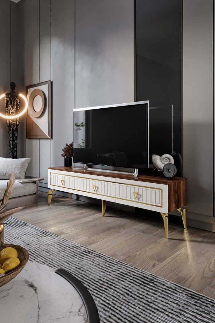 150 Cm Klas Mdf Mebran Kapak Ekru Ceviz Gold