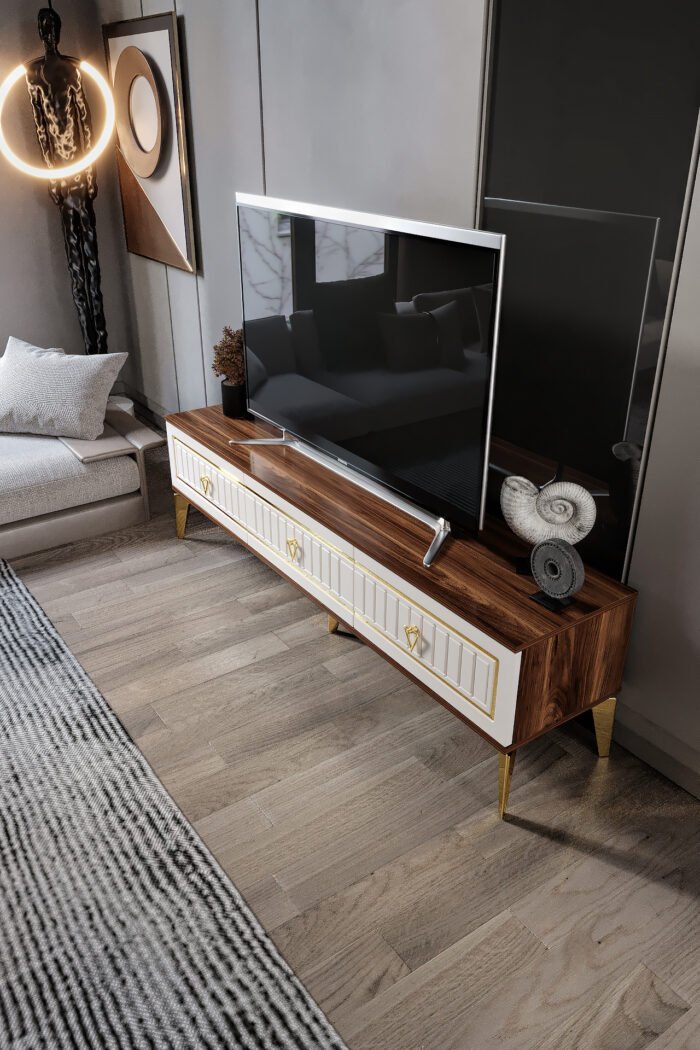 150 Cm Klas Mdf Mebran Kapak Ekru Ceviz Gold - Görsel 2
