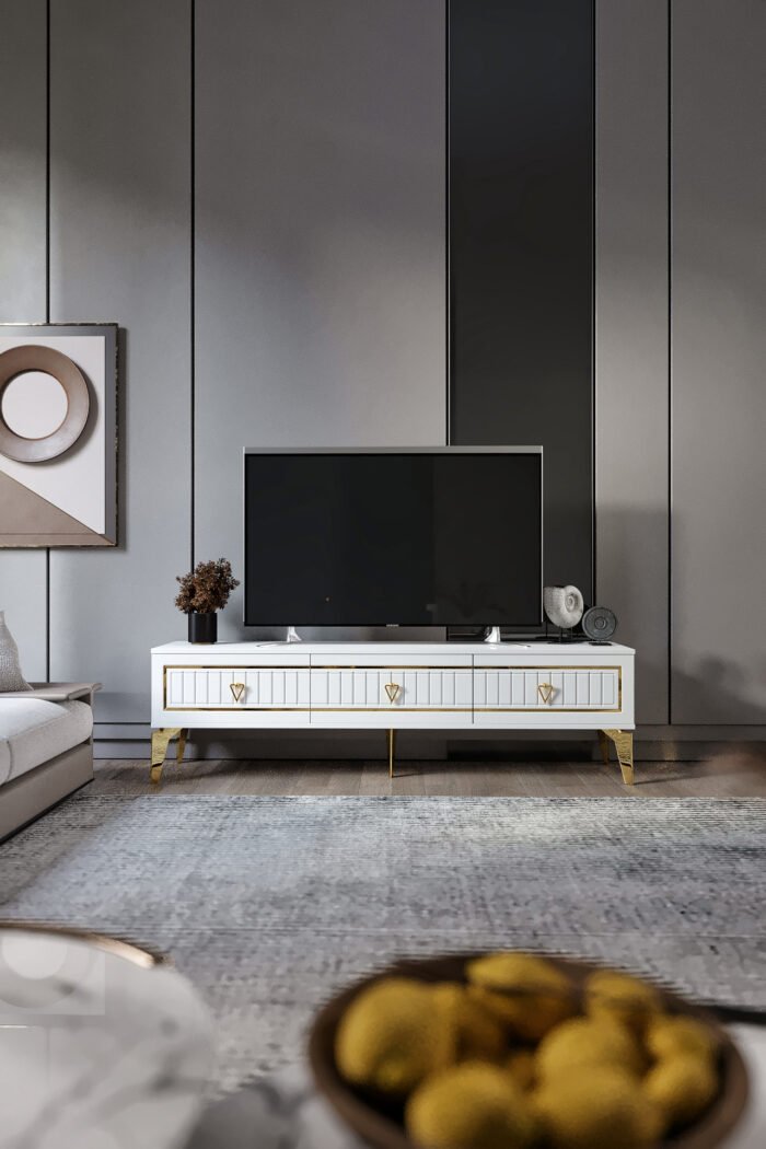 150 Cm Klas Mdf Mebran Kapak Beyaz Gold - Görsel 2