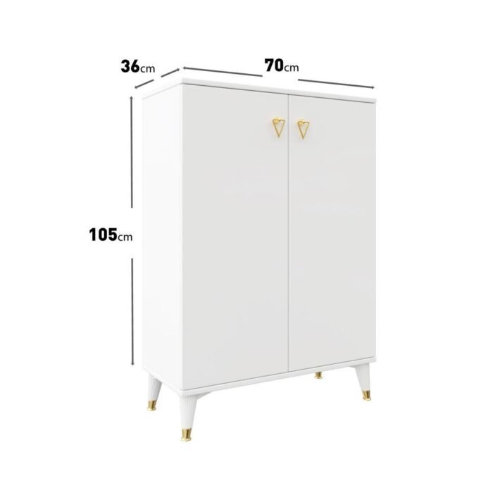 Simple Ayakkabılık  Çok Amaçlı Dolap Mutfak Kiler Balkon Beyaz Gold - Görsel 4