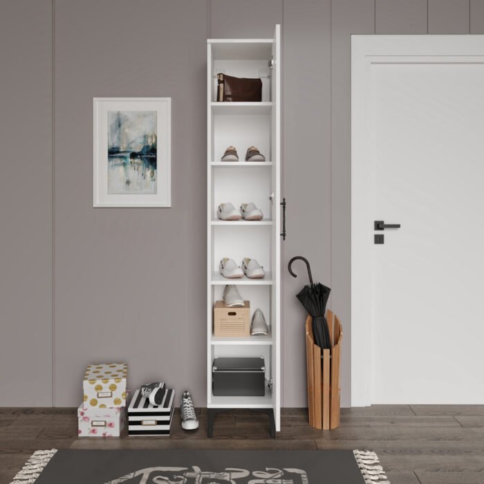 Plain Metal Ayak Metal Kulp Pla1200 Ayakkabılık Mutfak Dolabı Banyo Dolabı Balkon Dolabı Kiler Dolabı Çok Amaçlı Dolap Beyaz - Görsel 3